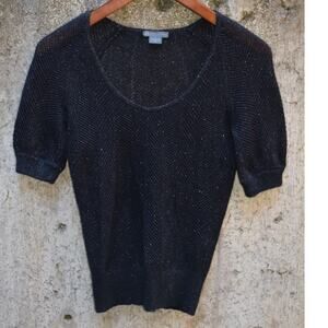 Armani Exchange Black Metallic Short Sleeve Knit Top Size Small